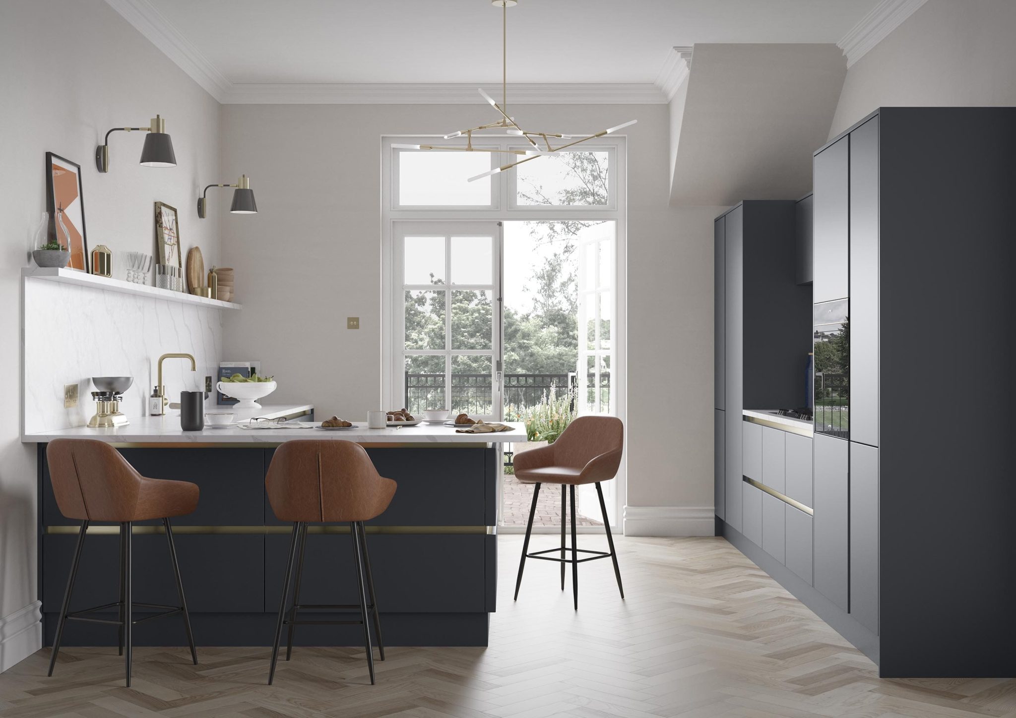 Zola Soft Matte Indigo contemporary kitchen